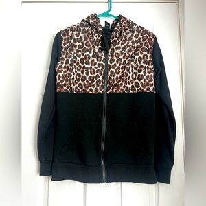 Leopard Print zip up hooded sweatshirt‎